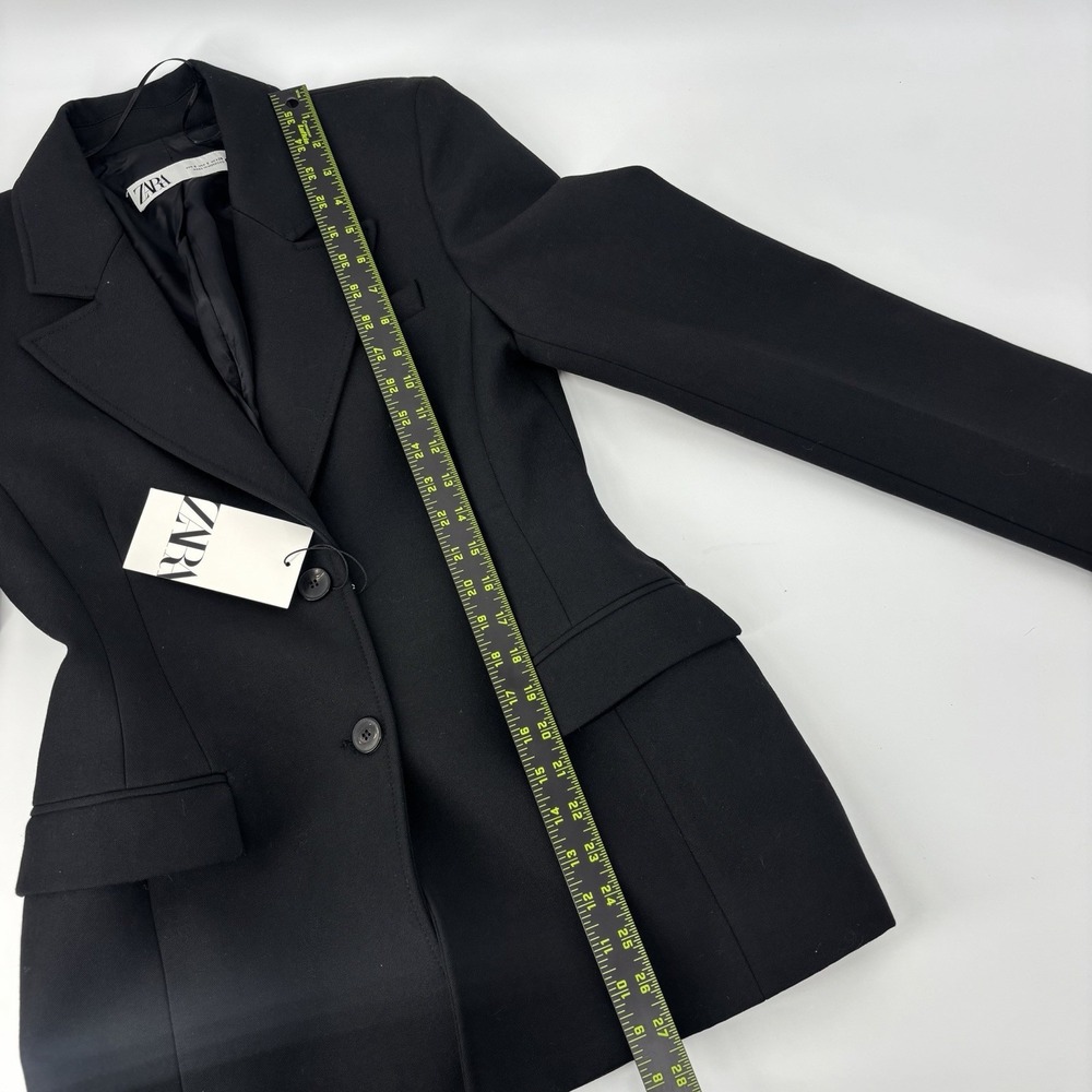 Zara Cinched Waist Blazer Black Women's Size Small New With Tags - Picture 8 of 10